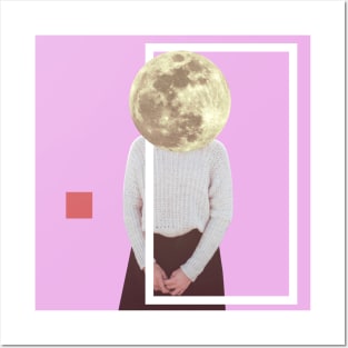 Woman moon, modern art, vintage woman Posters and Art